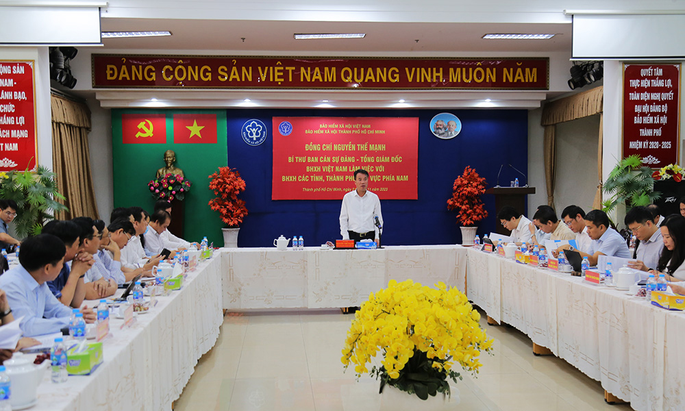 Tổng Giám đốc Nguyễn Thế Mạnh đã làm việc với BHXH 11 tỉnh, thành khu vực phía Nam