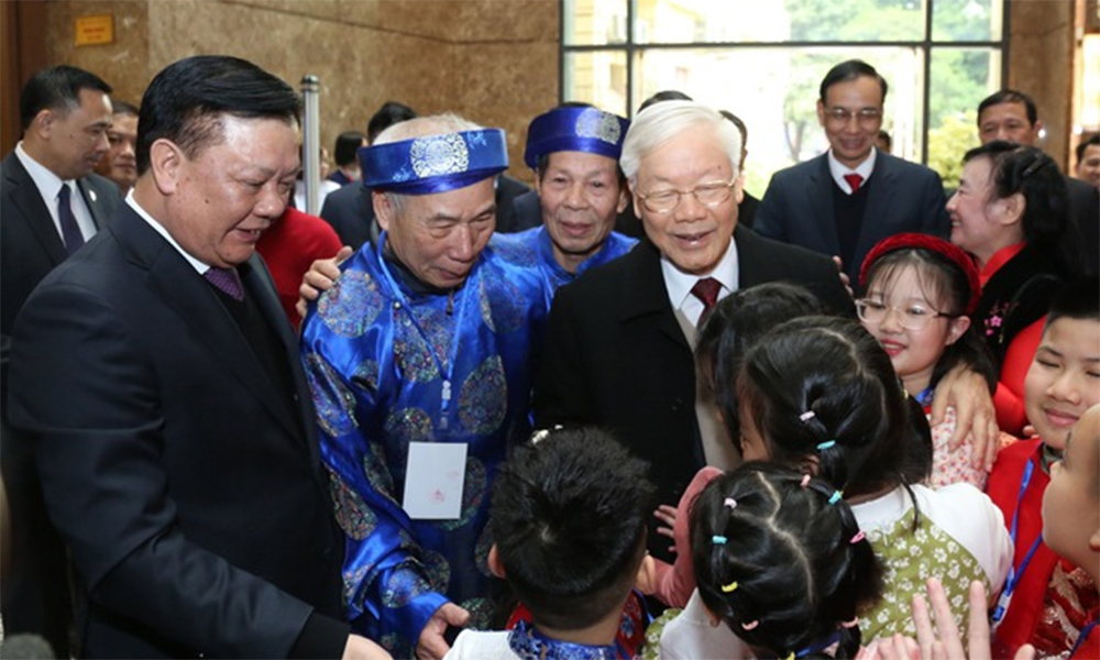 Tổng Bí thư Nguyễn Phú Trọng chúc Tết Đảng bộ, chính quyền và nhân dân Thủ đô